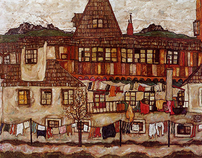 House with Drying Laundry Egon Schiele